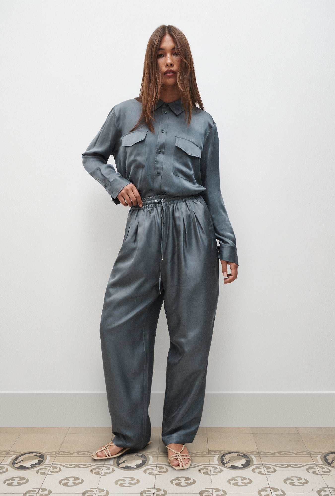 Pantalon ample en sergé Ardoise