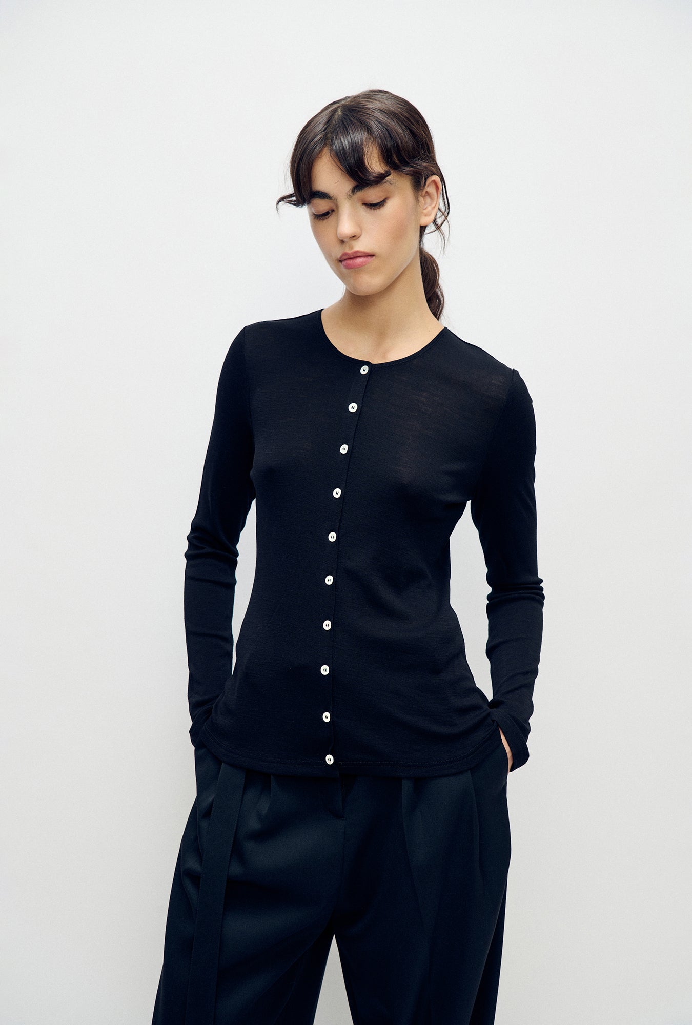 Cardigan Mérinos Noir