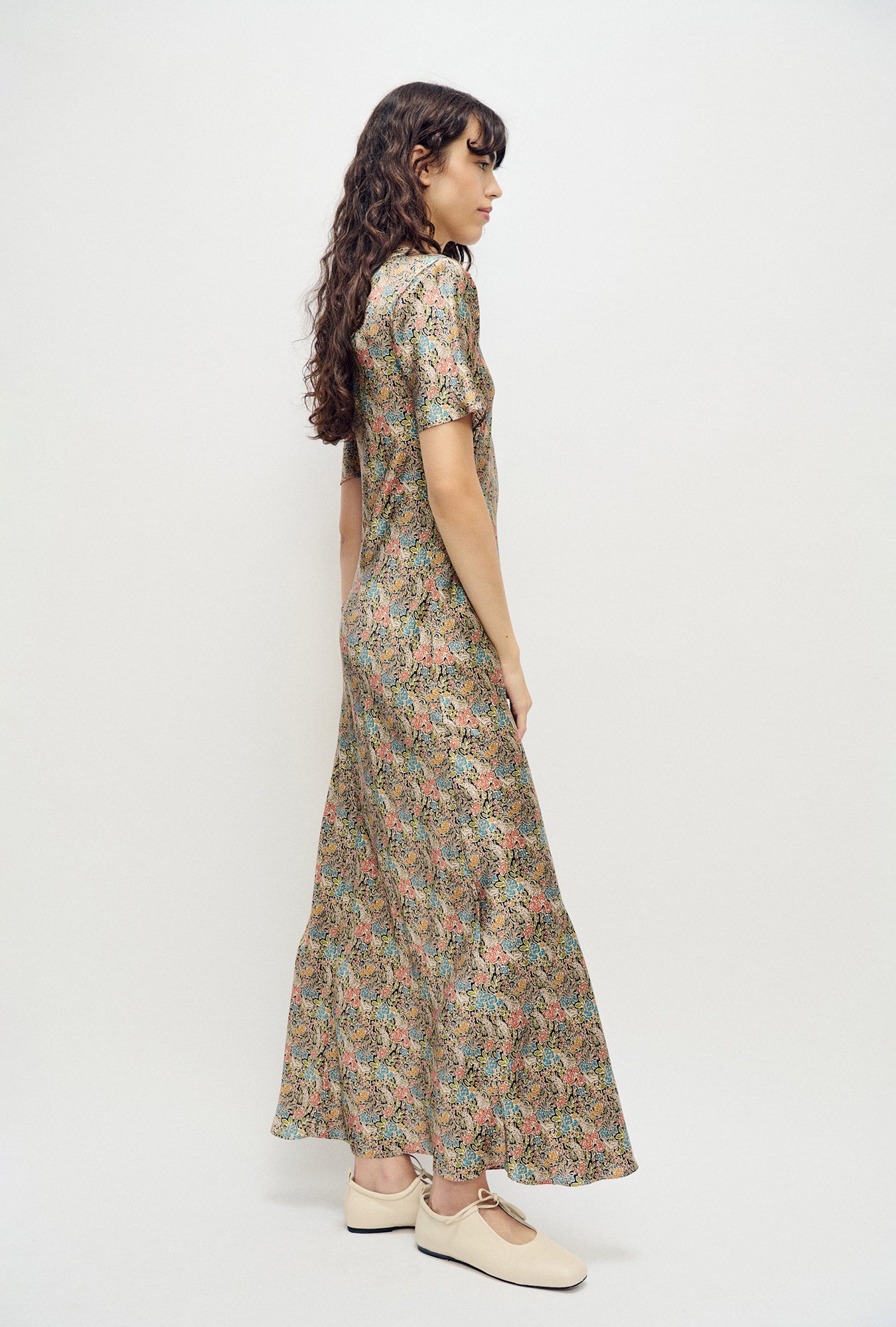 Robe biaisée à manches courtes - Imprimé fleuri Sugar