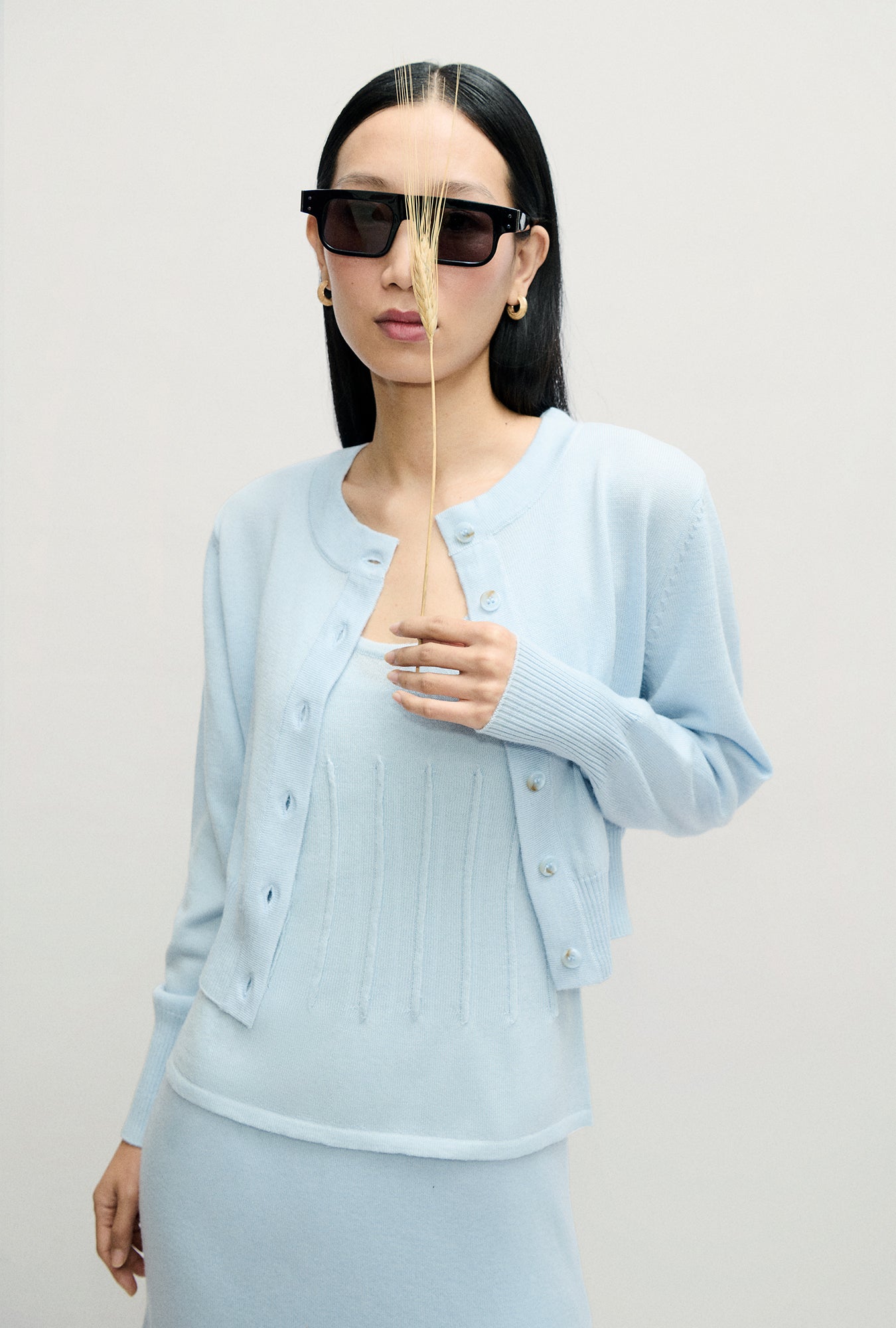 Gilet court en laine bleu pervenche