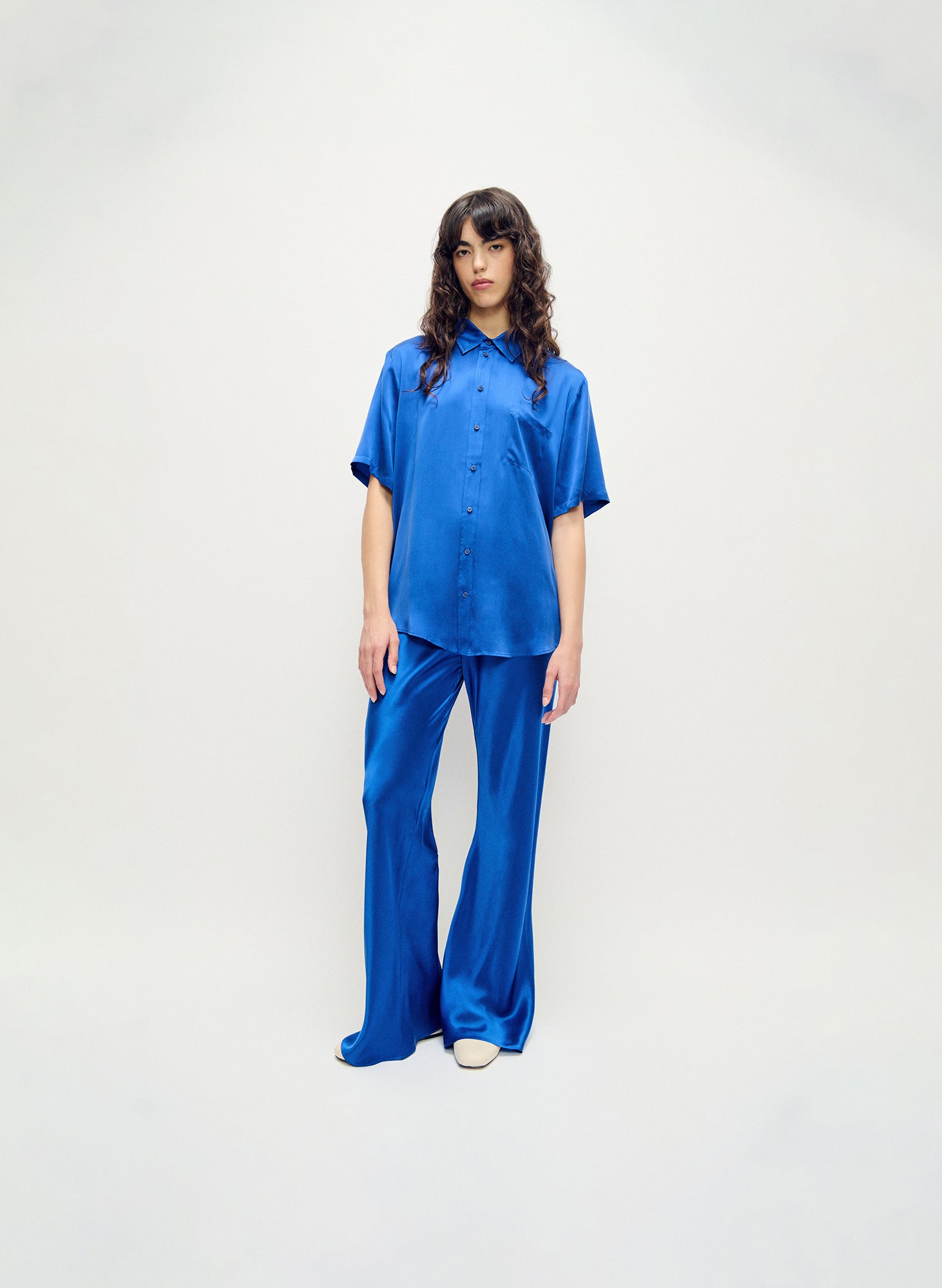 Chemise Boyfriend Manches Courtes Wedgwood