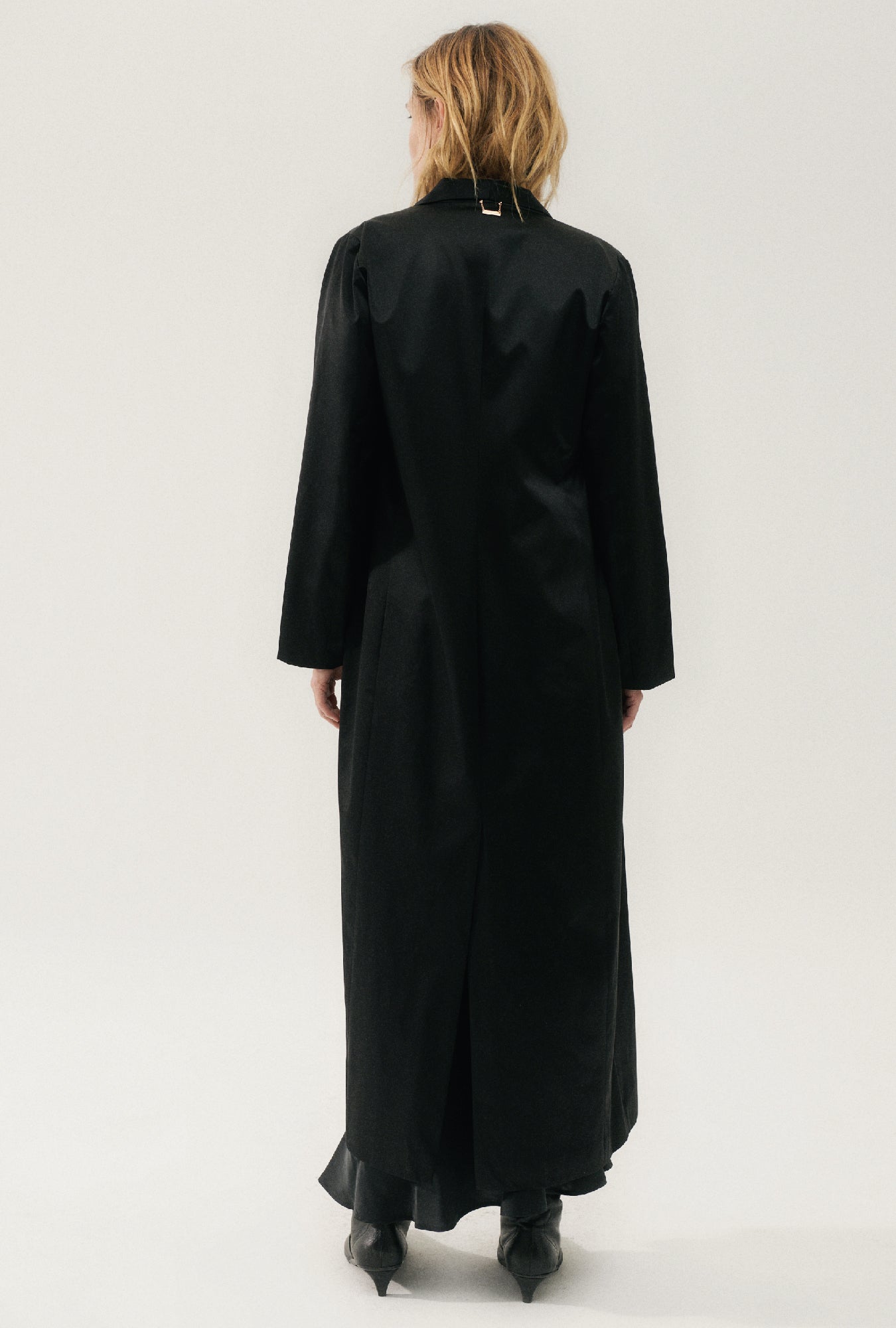 Long blazer noir résistant aux intempéries