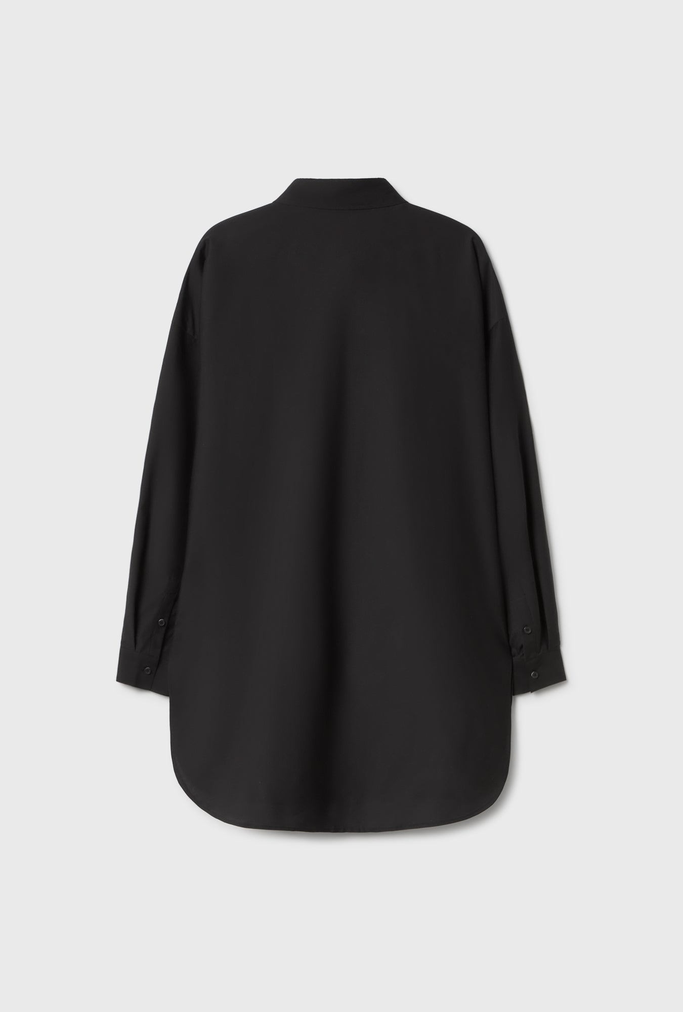Cotton Silk Round Shirt Black