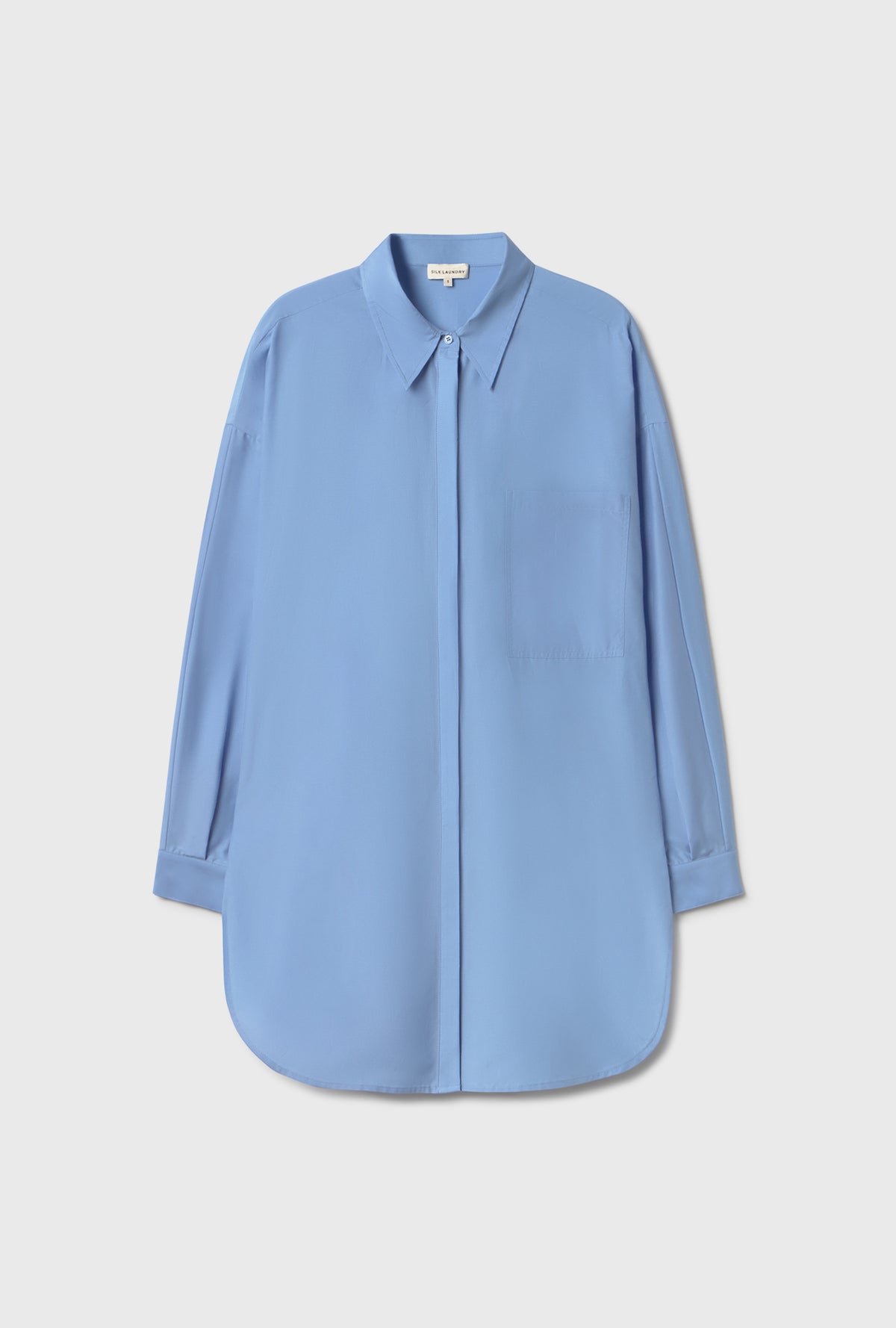Cotton Silk Round Shirt Just Blue