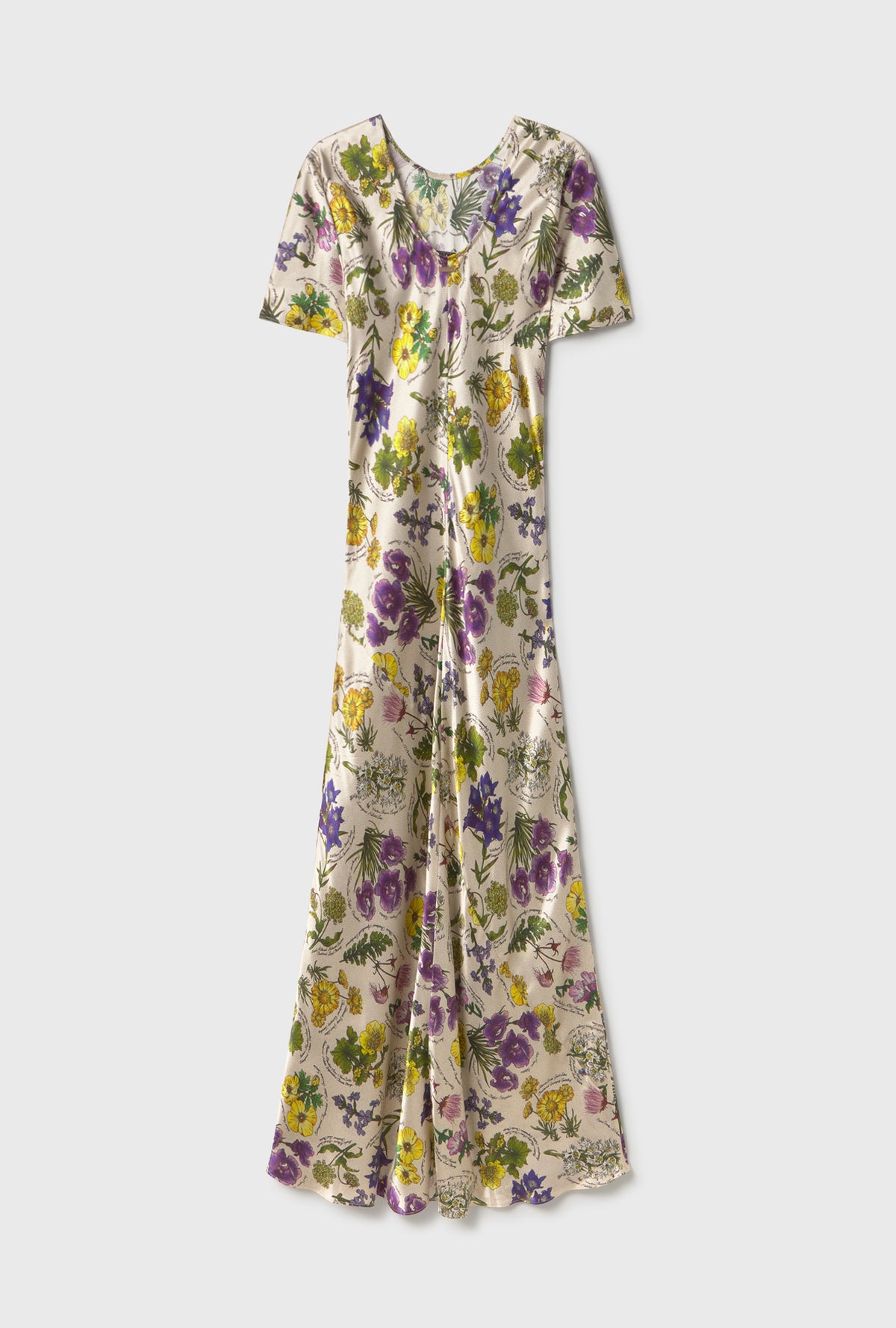 Short Sleeve Bias Cut Dress Endangered Flowers